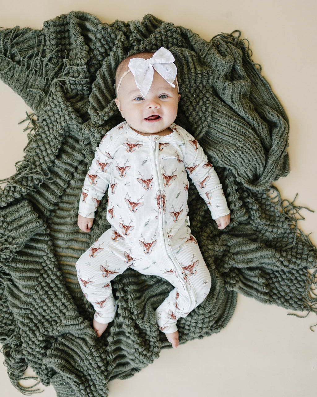 Reindeer Games Ribbed Bamboo Zippy Pajamas *NB & 0-3m left