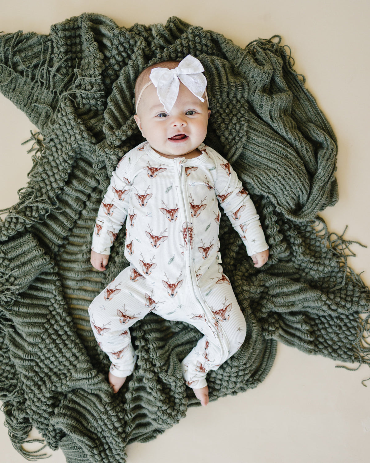 Reindeer Games Ribbed Bamboo Zippy Pajamas *NB & 0-3m left